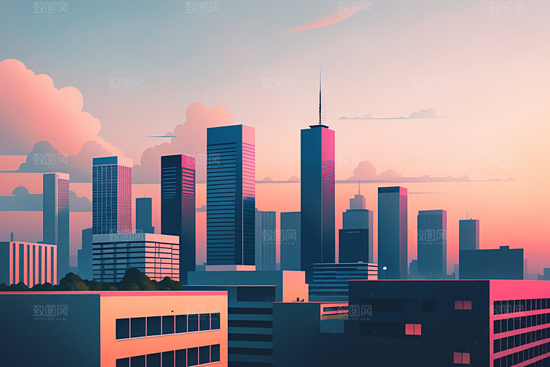 城市大厦都市插画