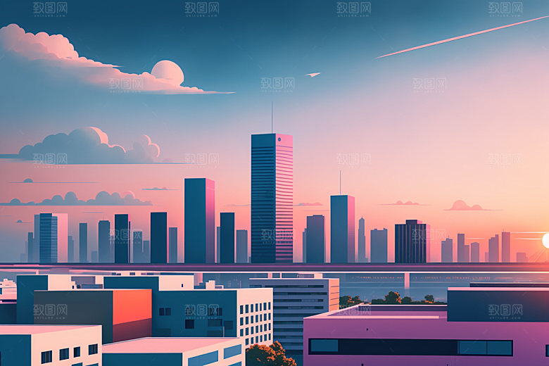 城市艺术简约插画