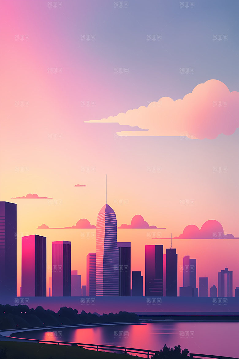城市艺术大厦插画