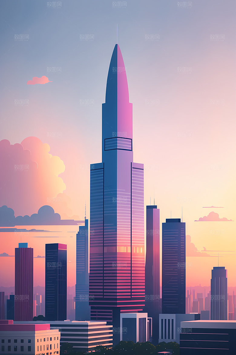 城市简约都市插画