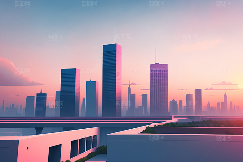 城市都市扁平风插画
