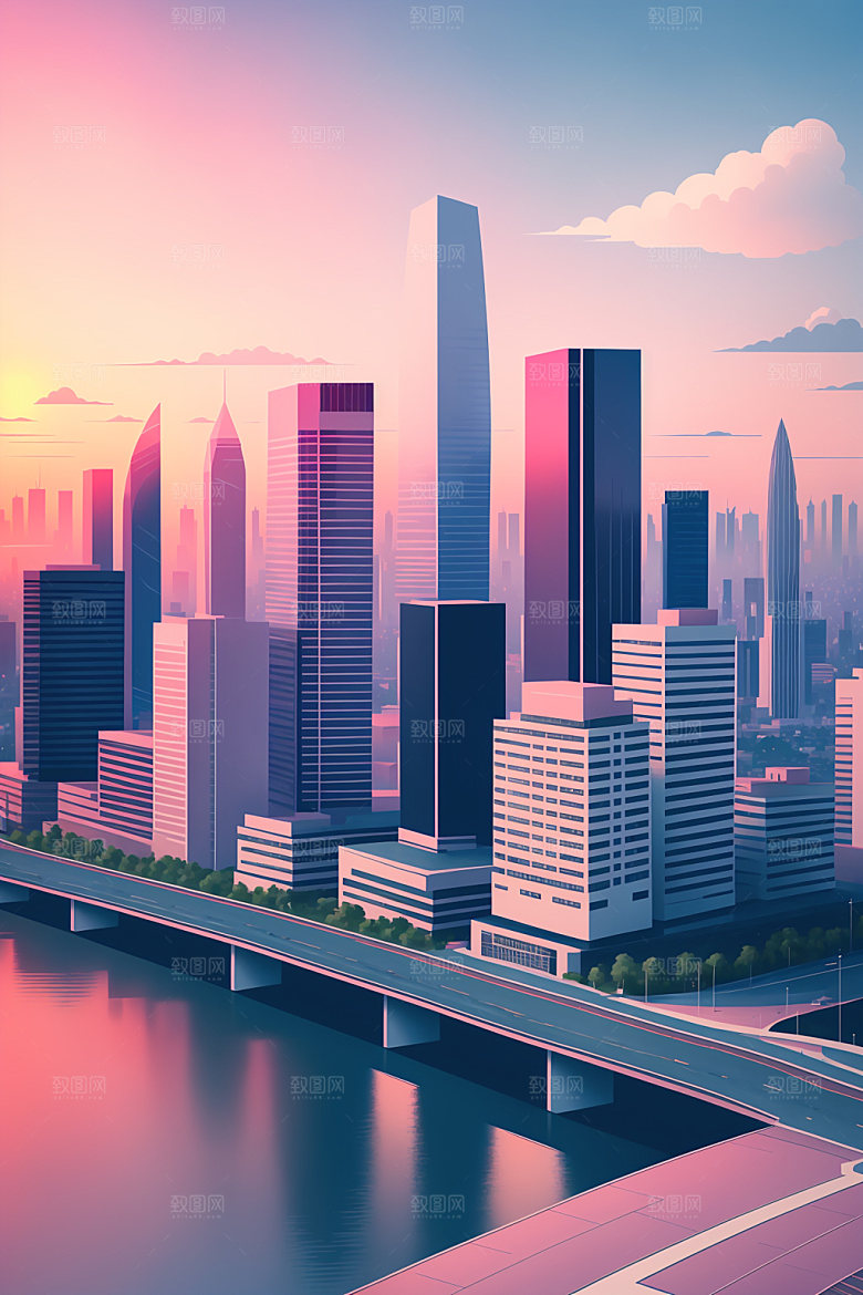 城市楼房大厦插画