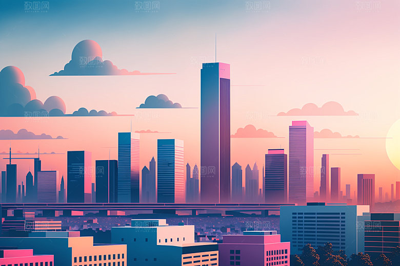 城市都市艺术插画