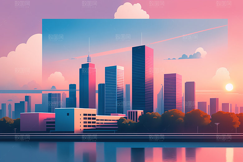 城市楼房都市插画