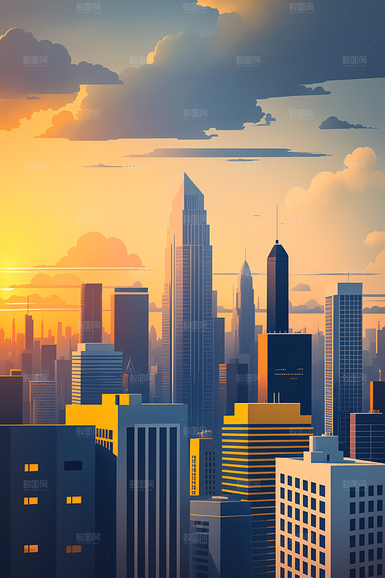 城市楼房都市插画