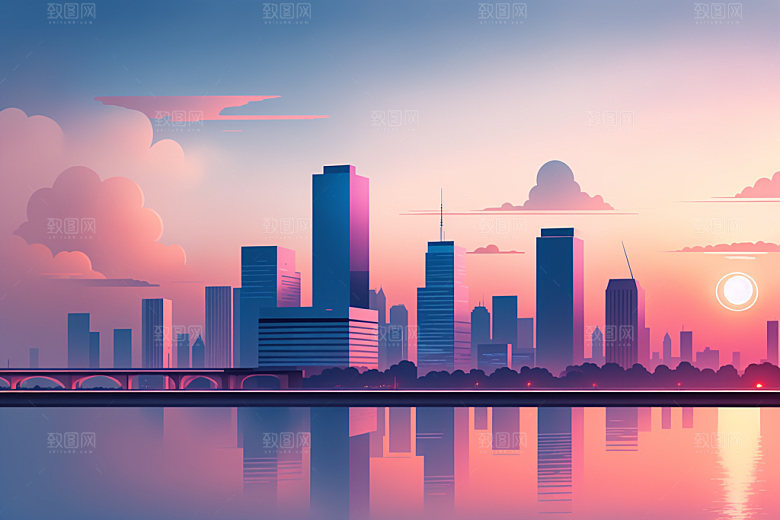城市都市楼房插画