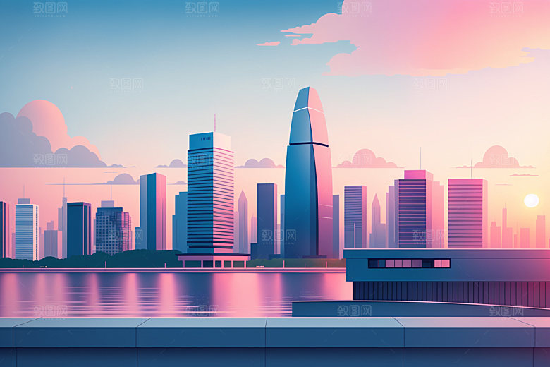 城市简约都市插画