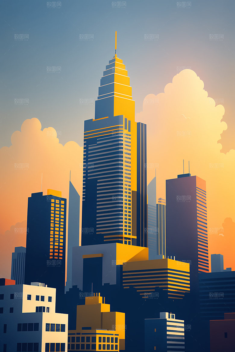 城市都市简约插画