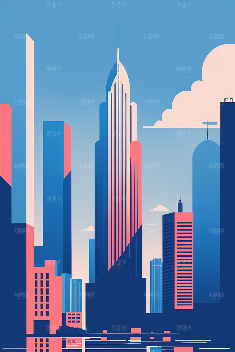城市大厦都市插画