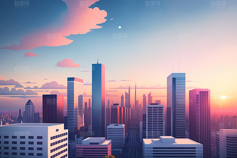 城市艺术大厦插画