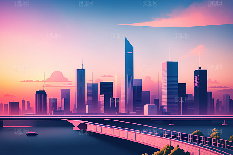 城市都市扁平风插画