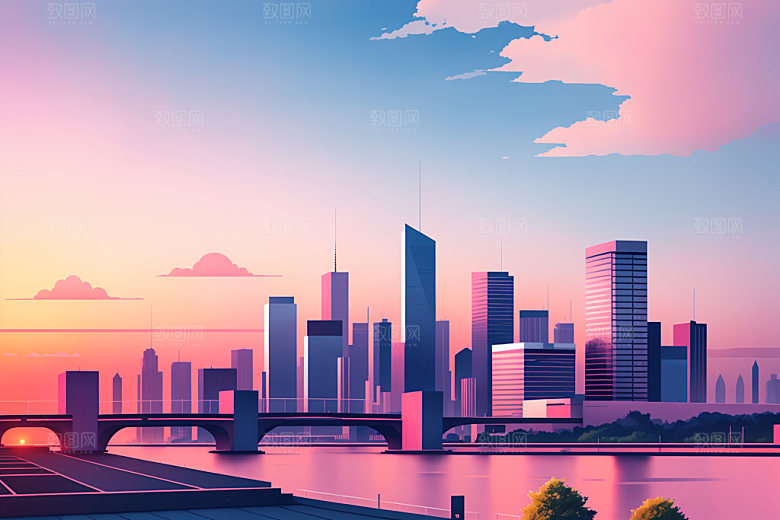 城市艺术扁平风插画