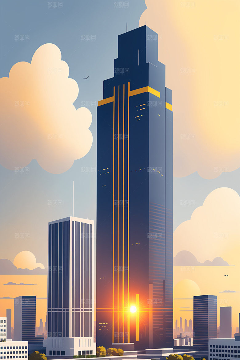 城市楼房都市插画