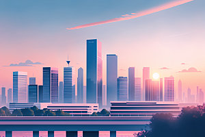 城市简约大厦插画
