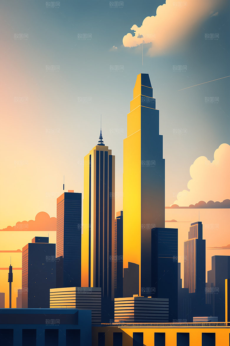 城市都市简约插画