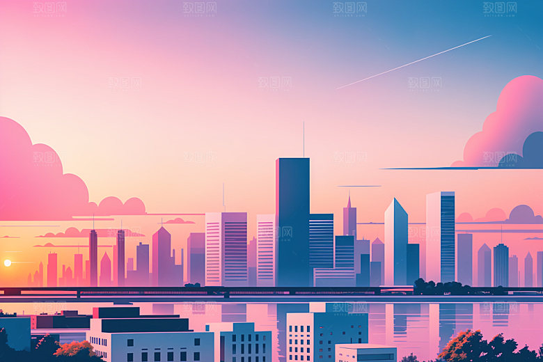 城市地标大厦插画