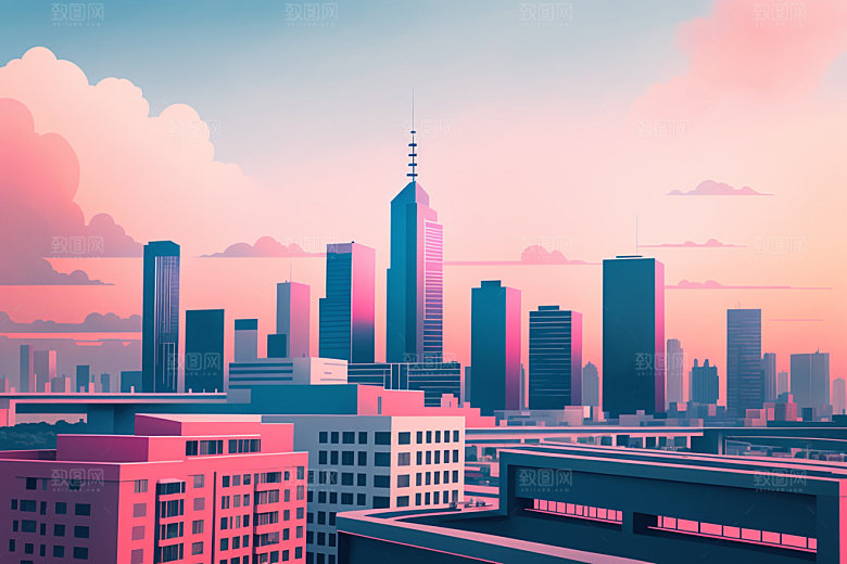 城市艺术地标插画