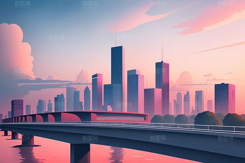 城市简约艺术插画
