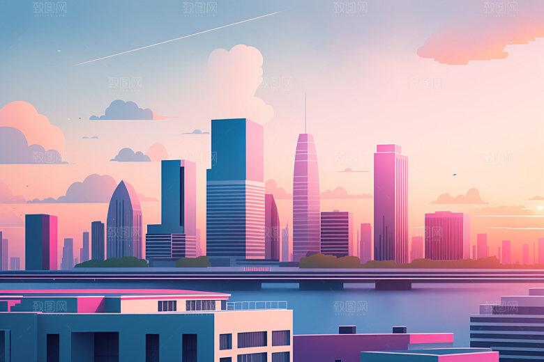 城市都市楼房插画