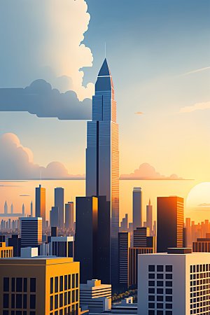 城市都市地标插画