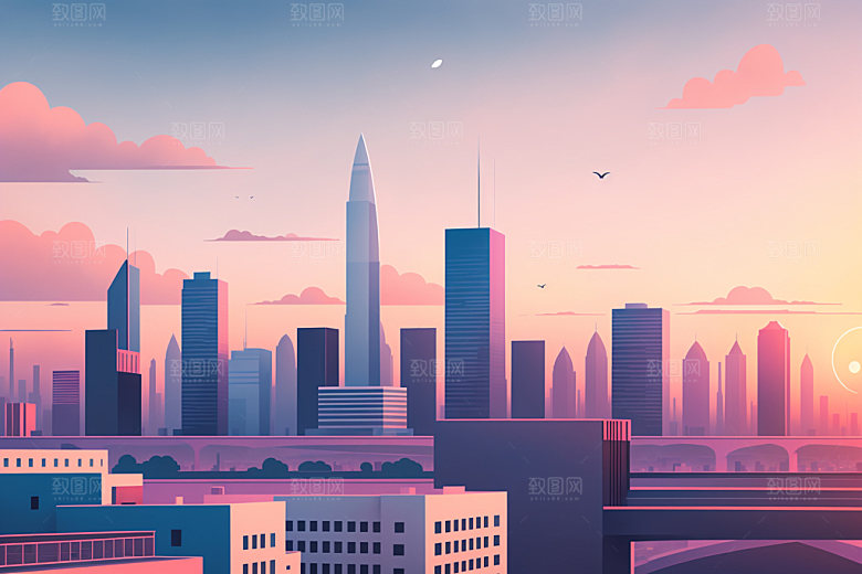 城市简约大厦插画