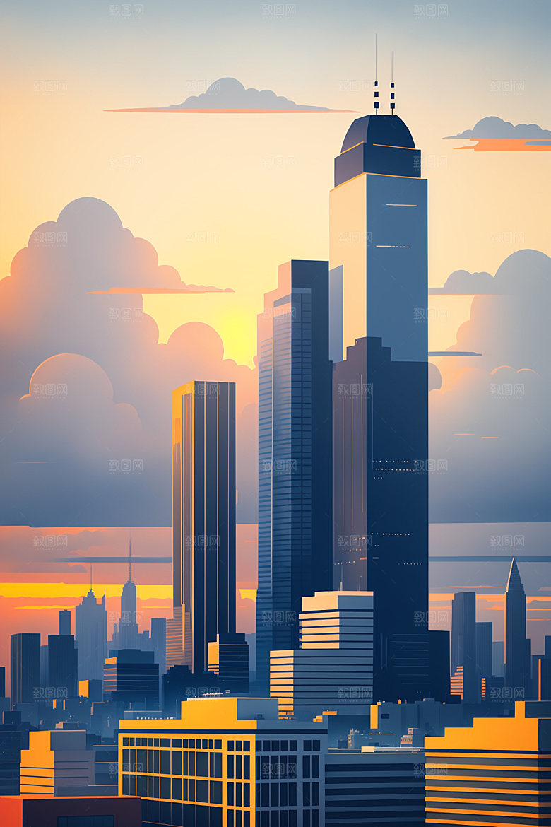 城市都市楼房插画