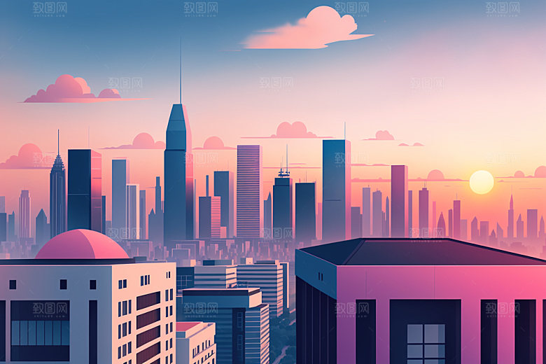 城市艺术地标插画