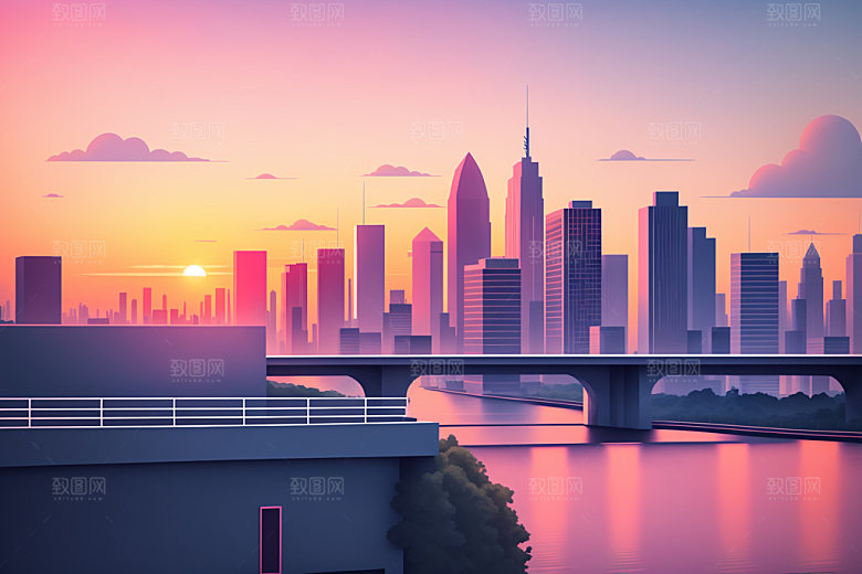 城市都市楼房插画