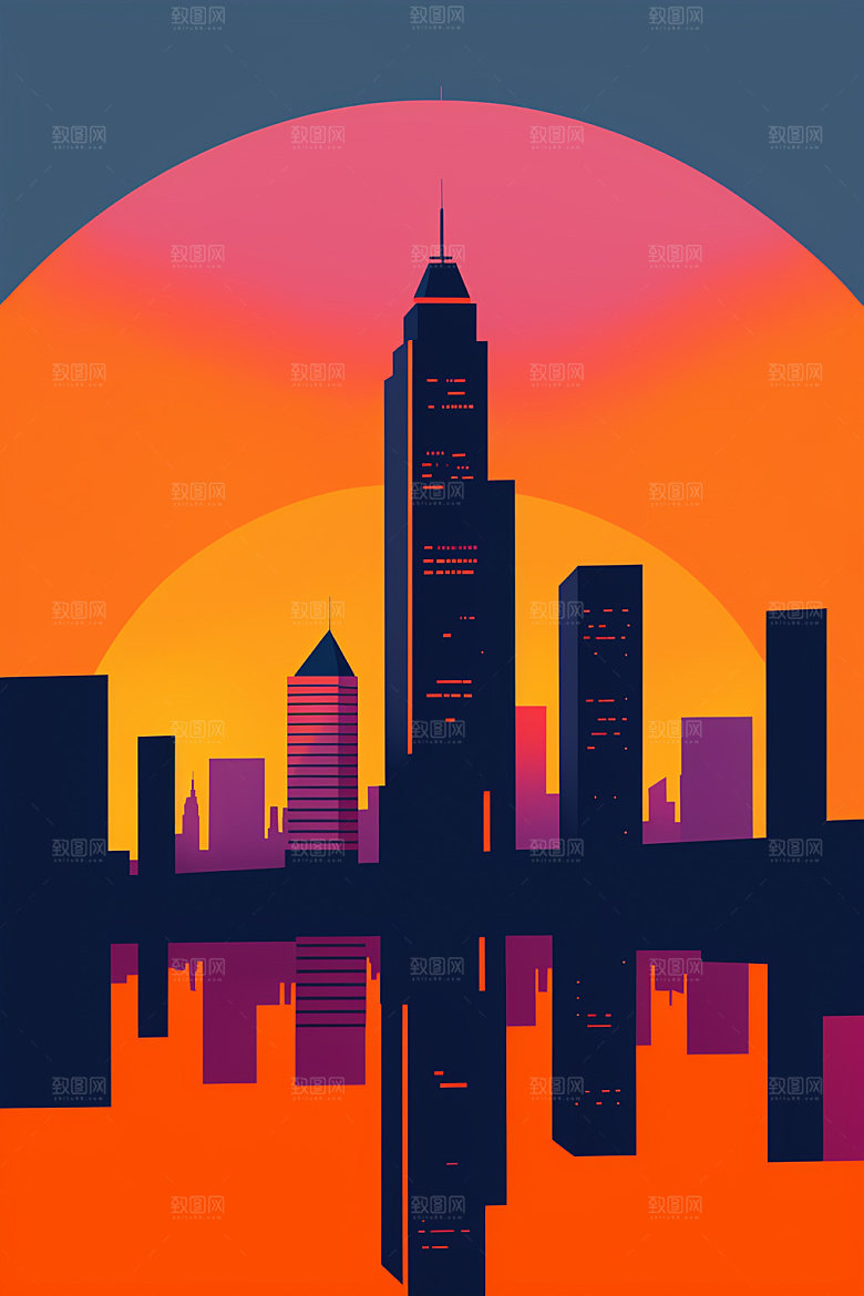 城市大厦都市插画