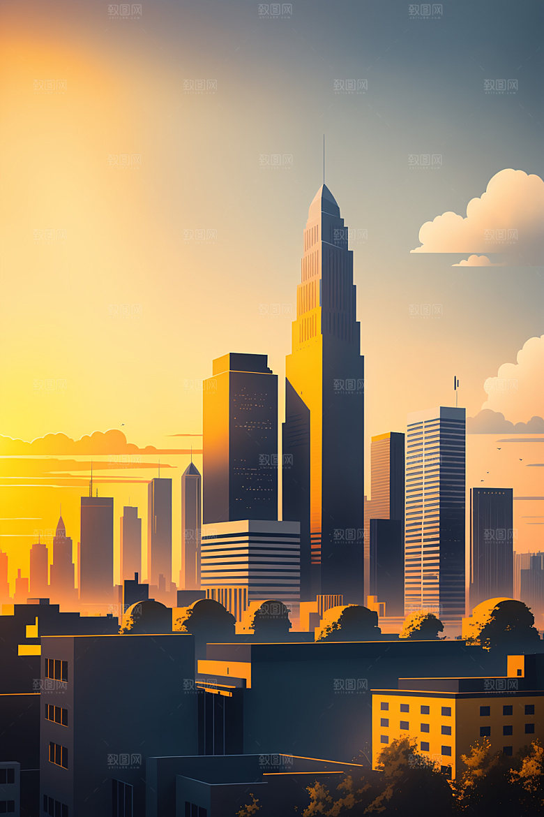 城市地标都市插画