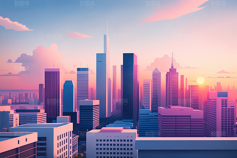城市地标大厦插画