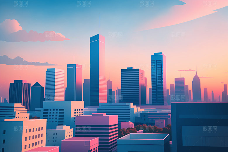 城市楼房大厦插画