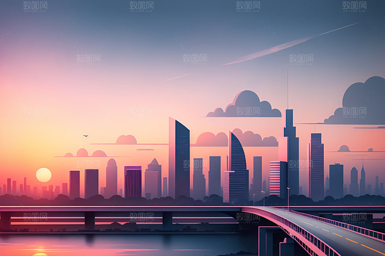 城市简约都市插画
