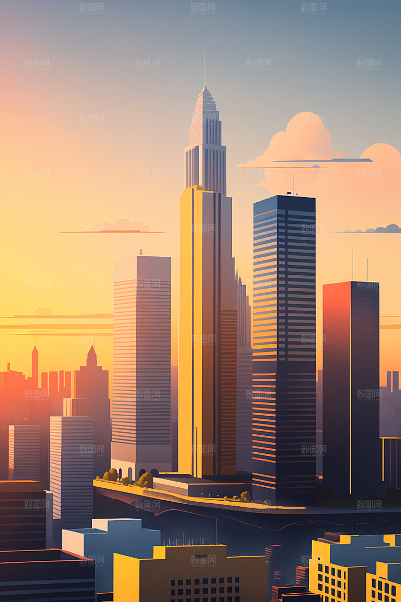 城市简约都市插画