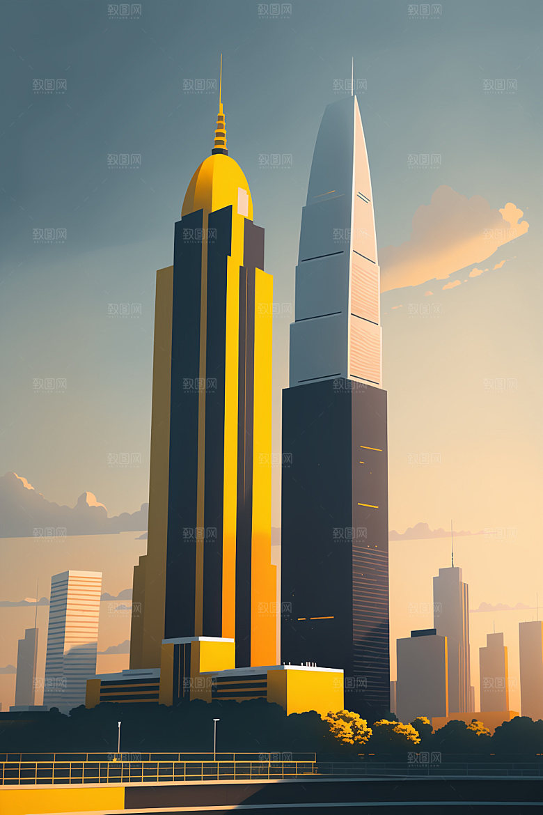 城市艺术地标插画