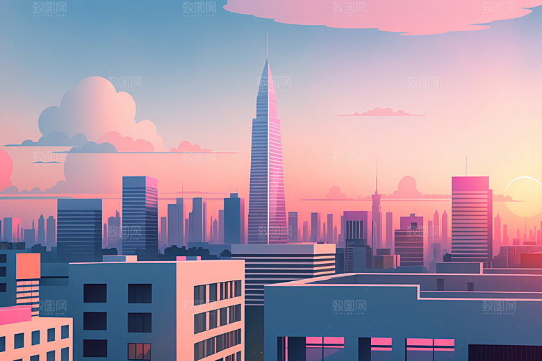 城市简约艺术插画