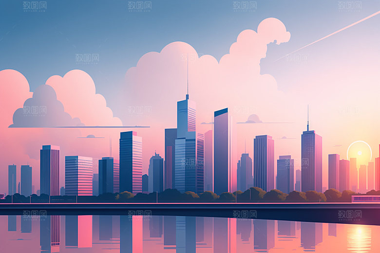 城市艺术大厦插画