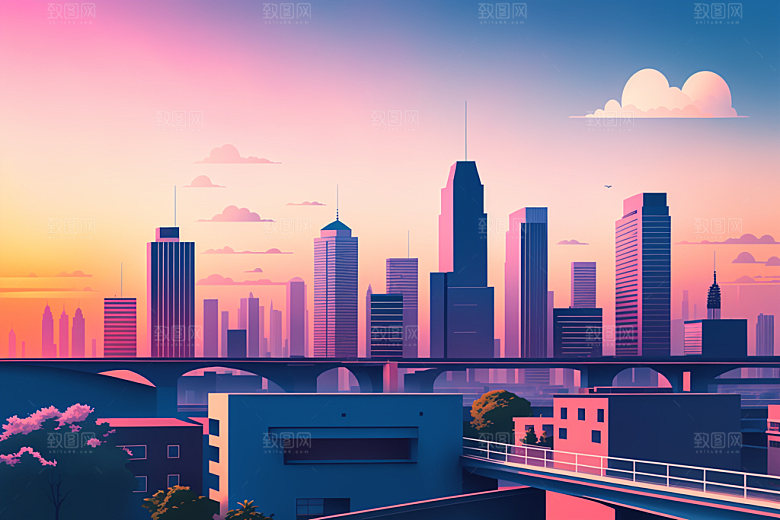 城市都市艺术插画