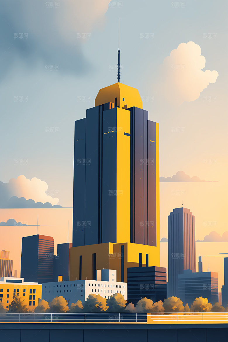 城市艺术简约插画