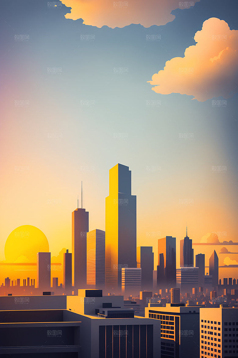 城市都市楼房插画