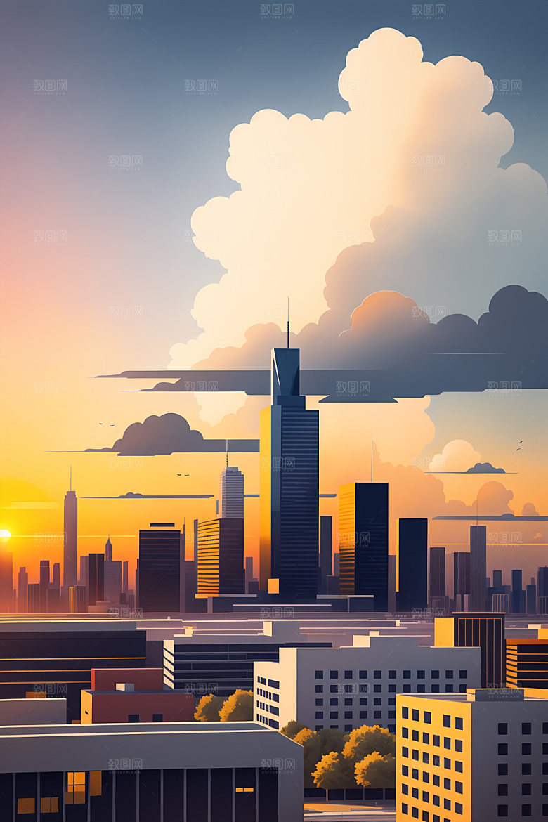 城市艺术地标插画