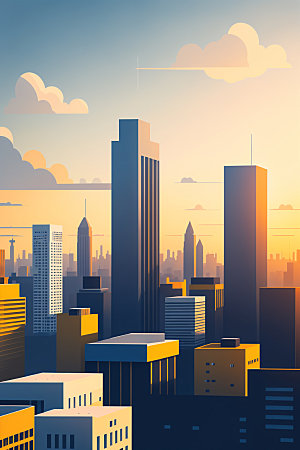 城市楼房都市插画