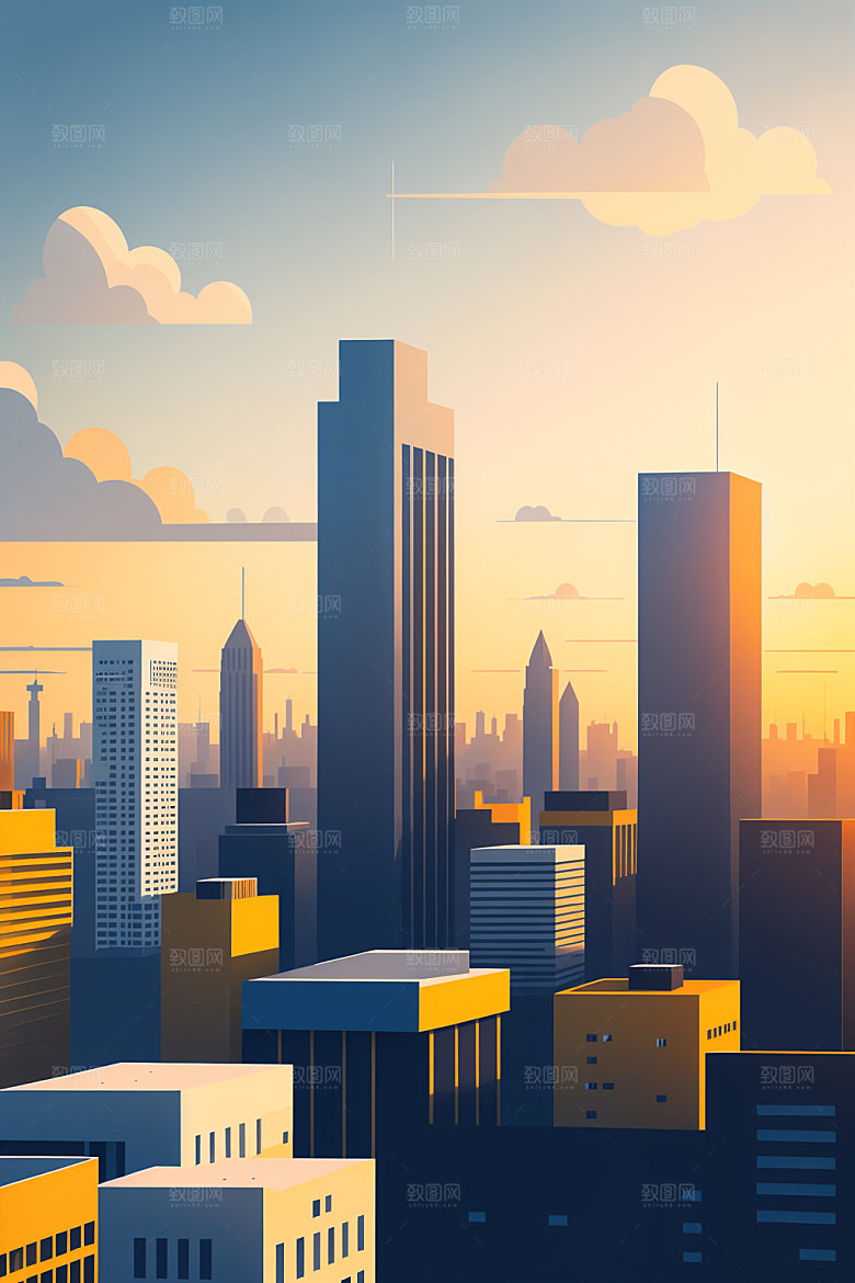 城市楼房都市插画