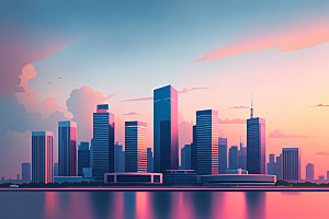 城市都市大厦插画