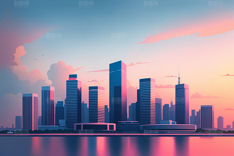 城市都市大厦插画
