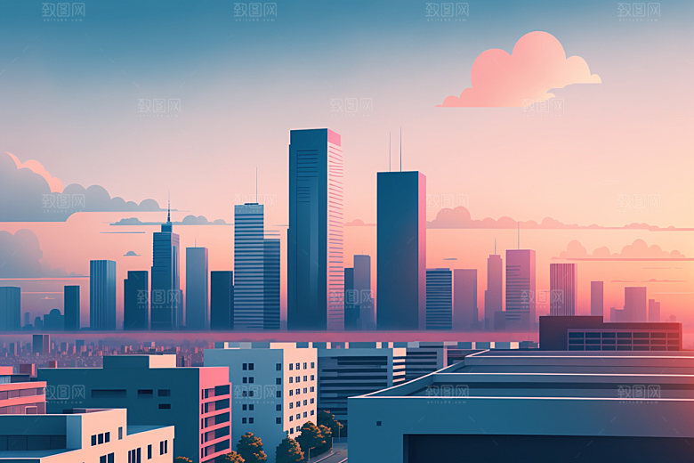 城市大厦楼房插画