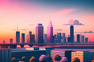 城市楼房摩天大楼插画