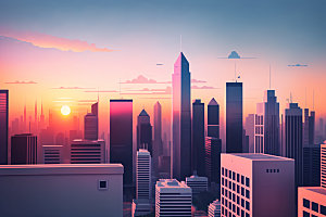城市大厦都市插画