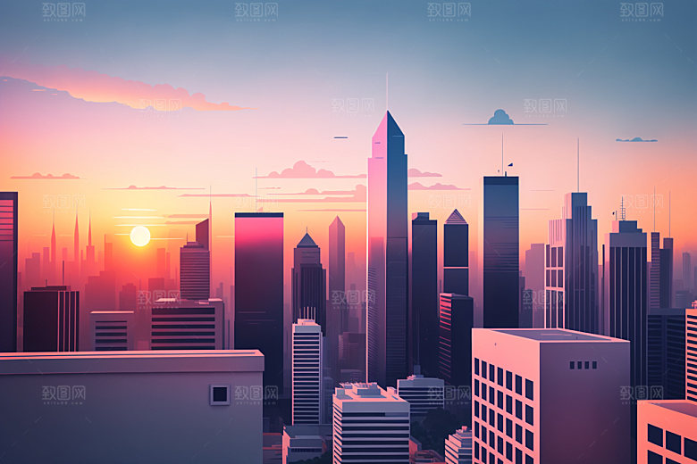 城市大厦都市插画