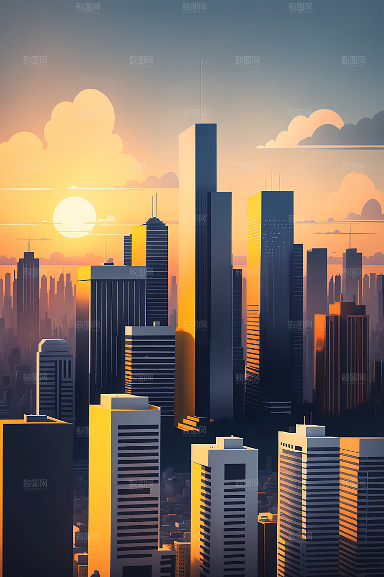 城市都市楼房插画